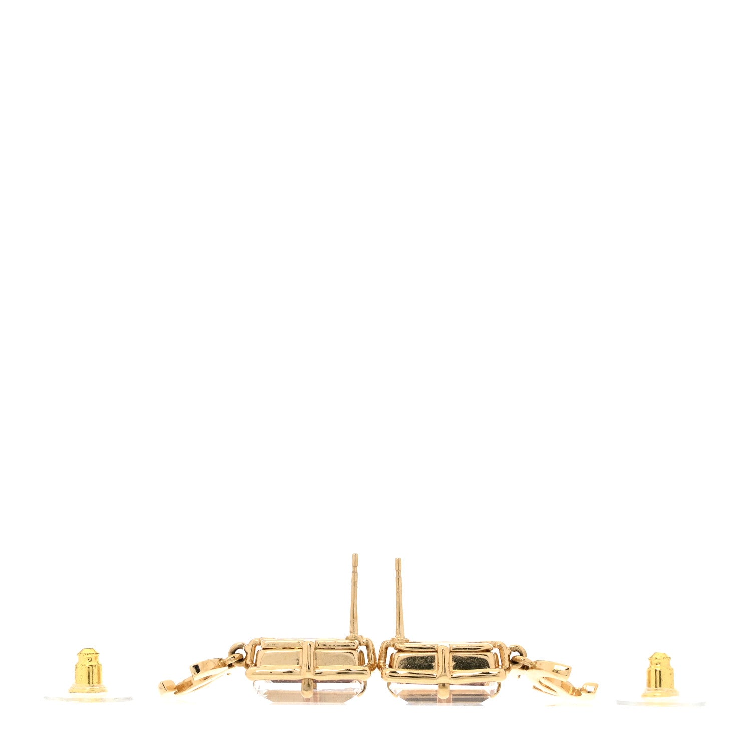Chanel Crystal Tweed CC Drop Earrings Pink Gold 3 of 5