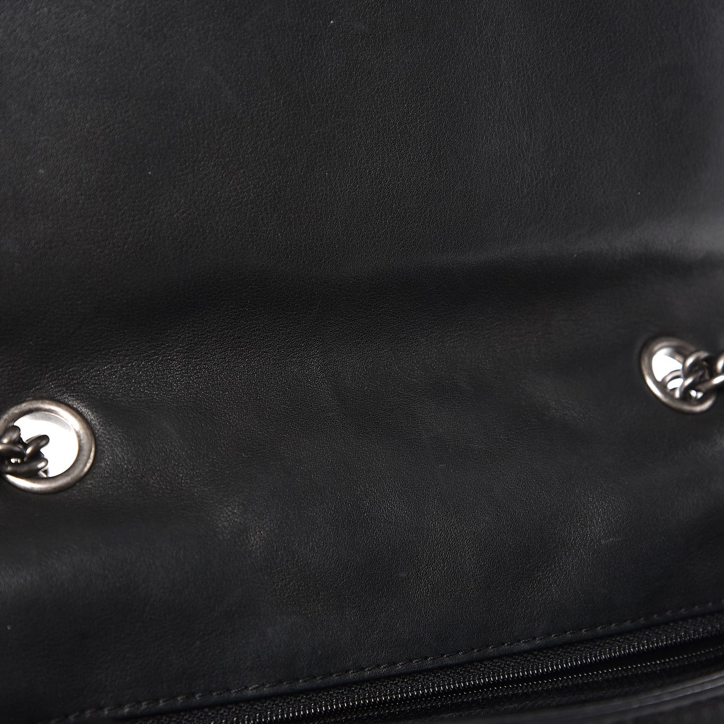 Calfskin Stitched Quilted Flap Black