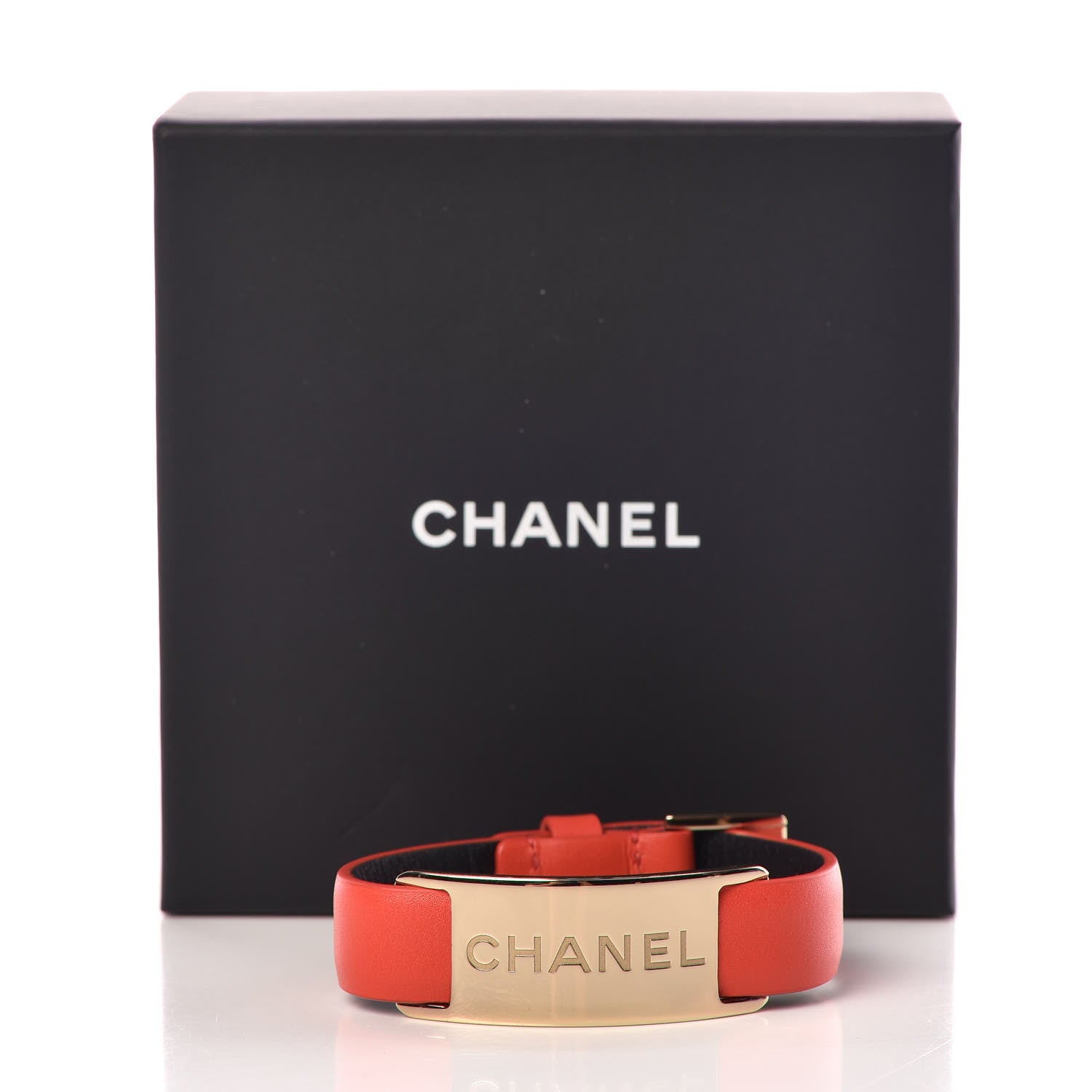 Chanel Calfskin Logo Buckle Bracelet Red 4 of 4