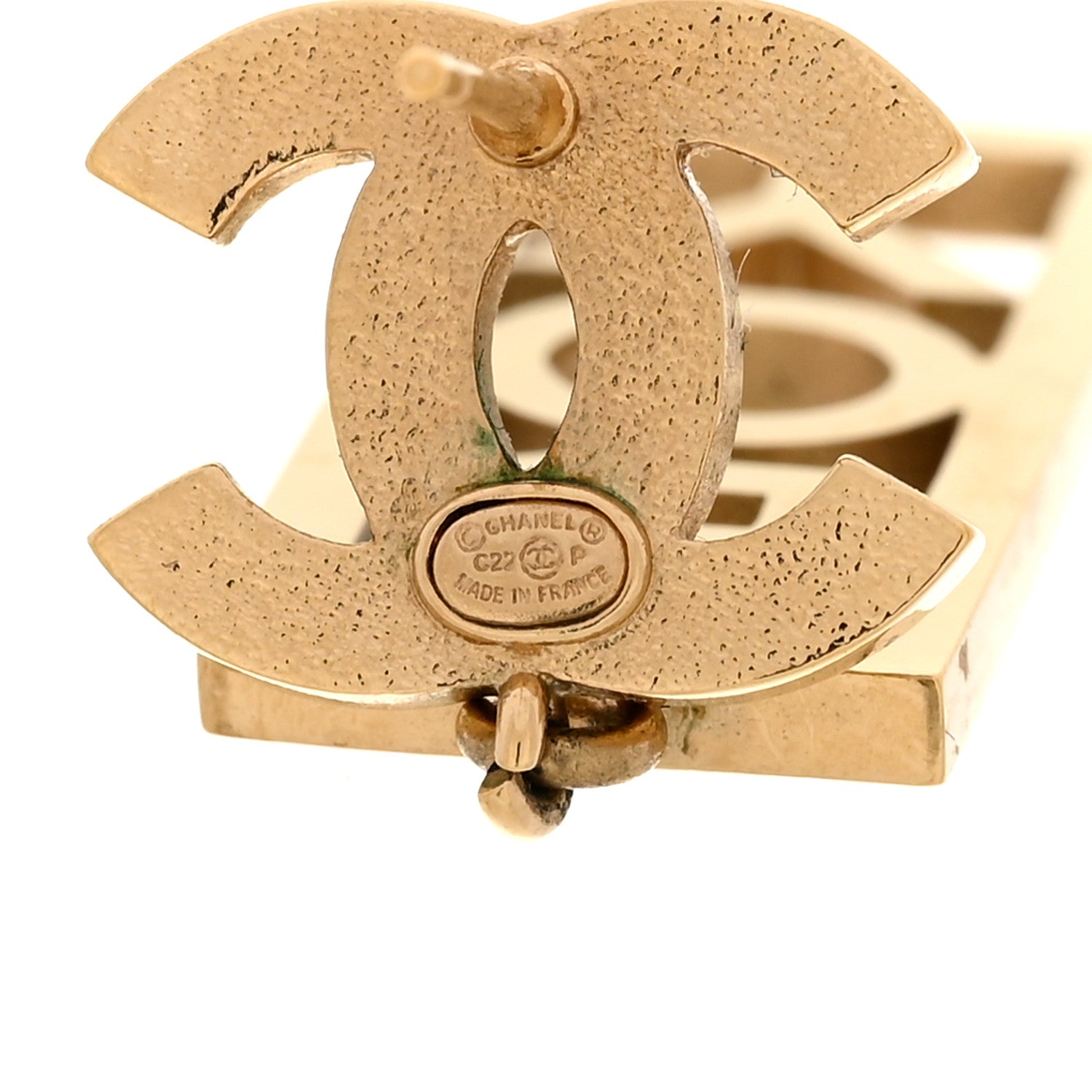 Chanel Metal Crystal CC Boy Drop Earrings Gold 4 of 6