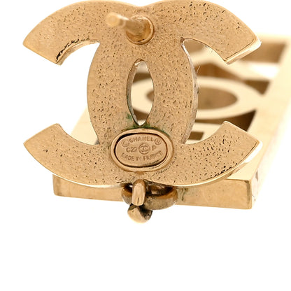 Chanel Metal Crystal CC Boy Drop Earrings Gold 4 of 6