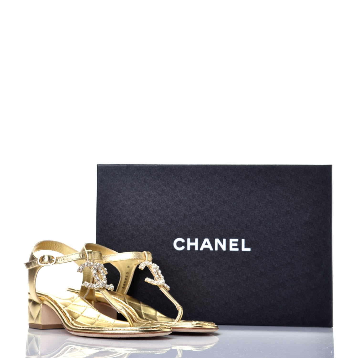 Chanel Goatskin Fantasy CC Pearl Thong Sandals 37 Gold 9 of 9