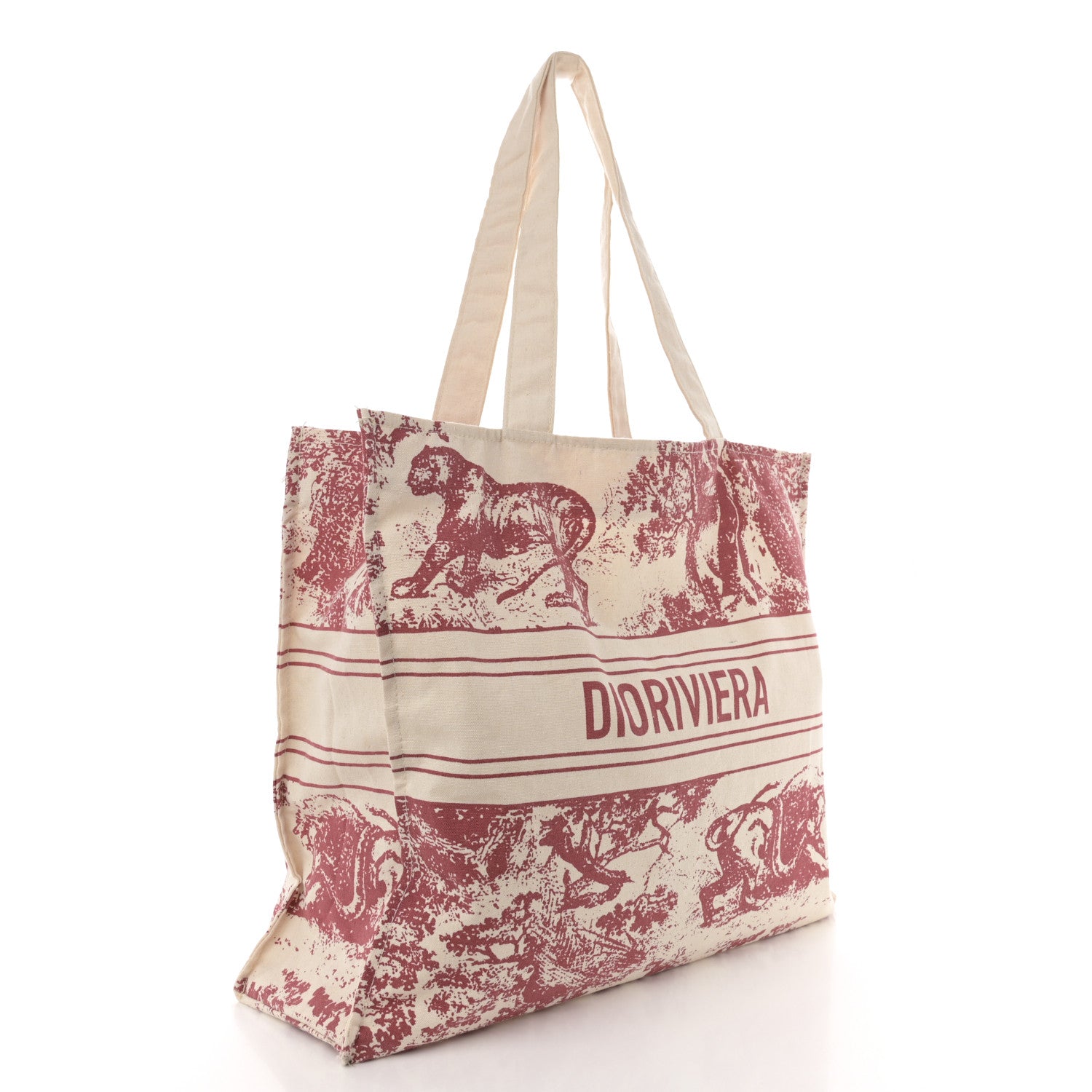 Christian Dior Straw Dioriviera Tote Red 3 of 14