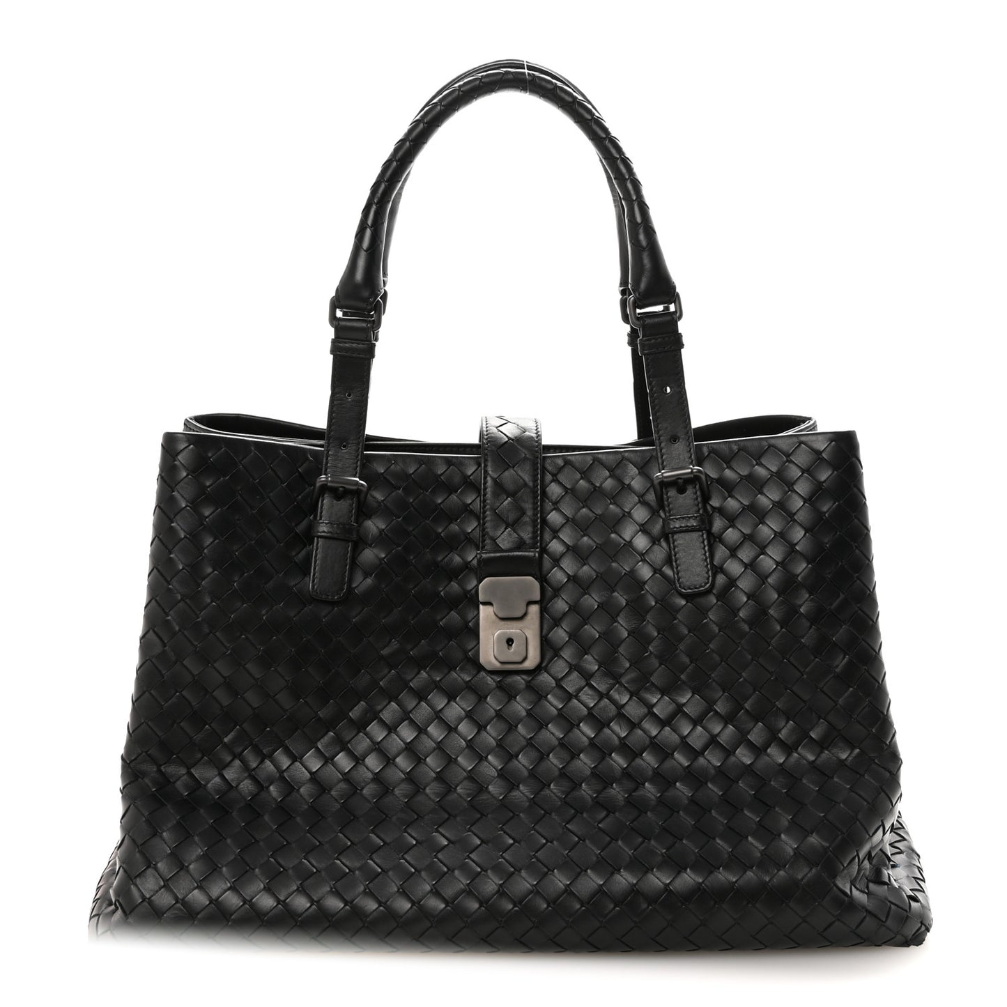 Nappa Intrecciato Large Roma Tote Black