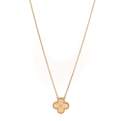 Van Cleef & Arpels 18K Yellow Gold Guilloche Vintage Alhambra Pendant Necklace 1 of 4