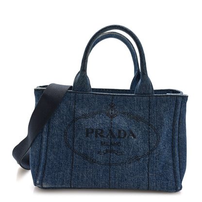 Prada Denim Small Logo Tote Bleu 1 of 9