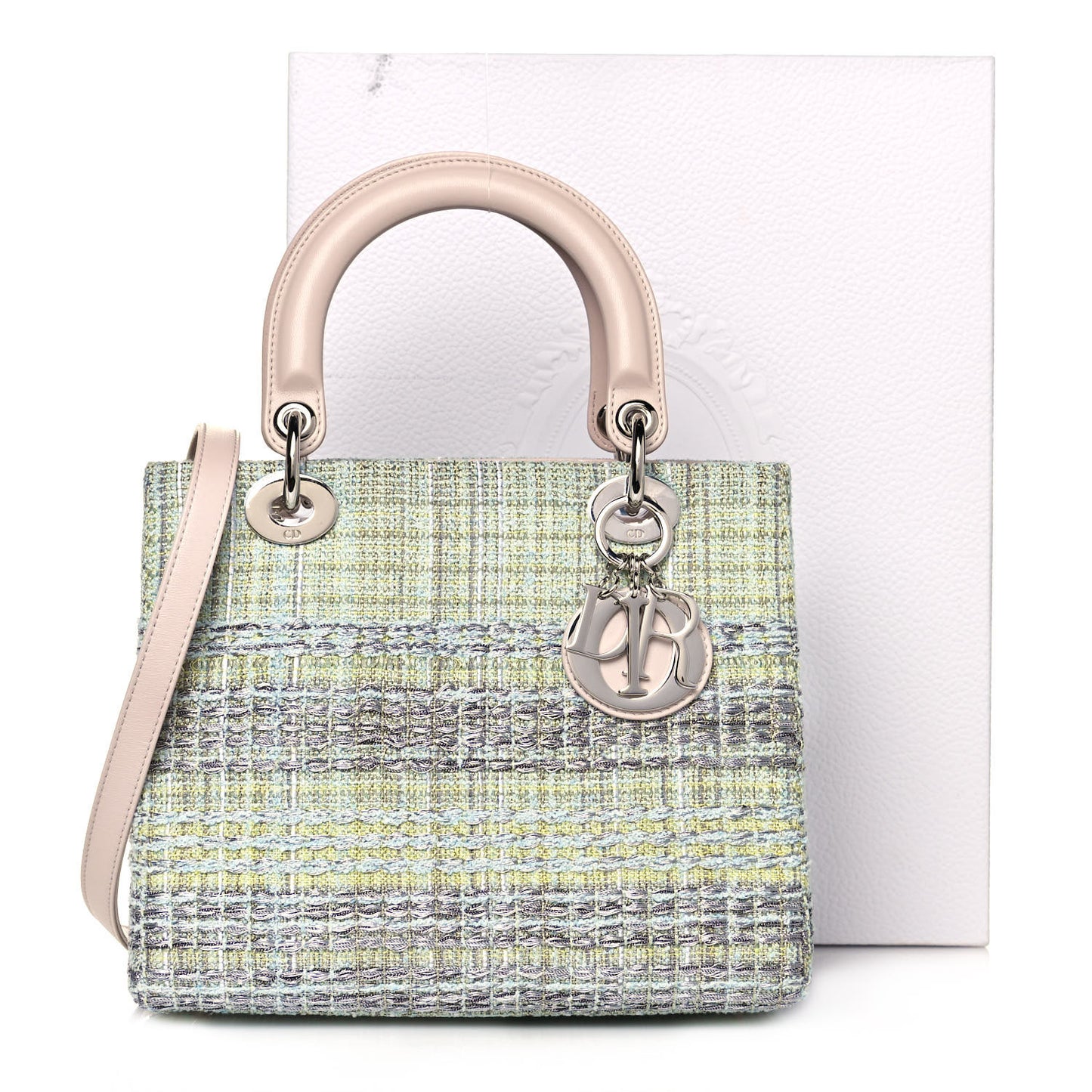 Tweed Medium Lady Dior Green Multicolor