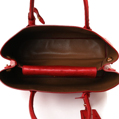 Prada Ostrich Medium Double Bag Rosso 5 of 10