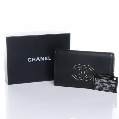 Chanel Lambskin Studded CC Wallet On Chain WOC Black 5 of 10