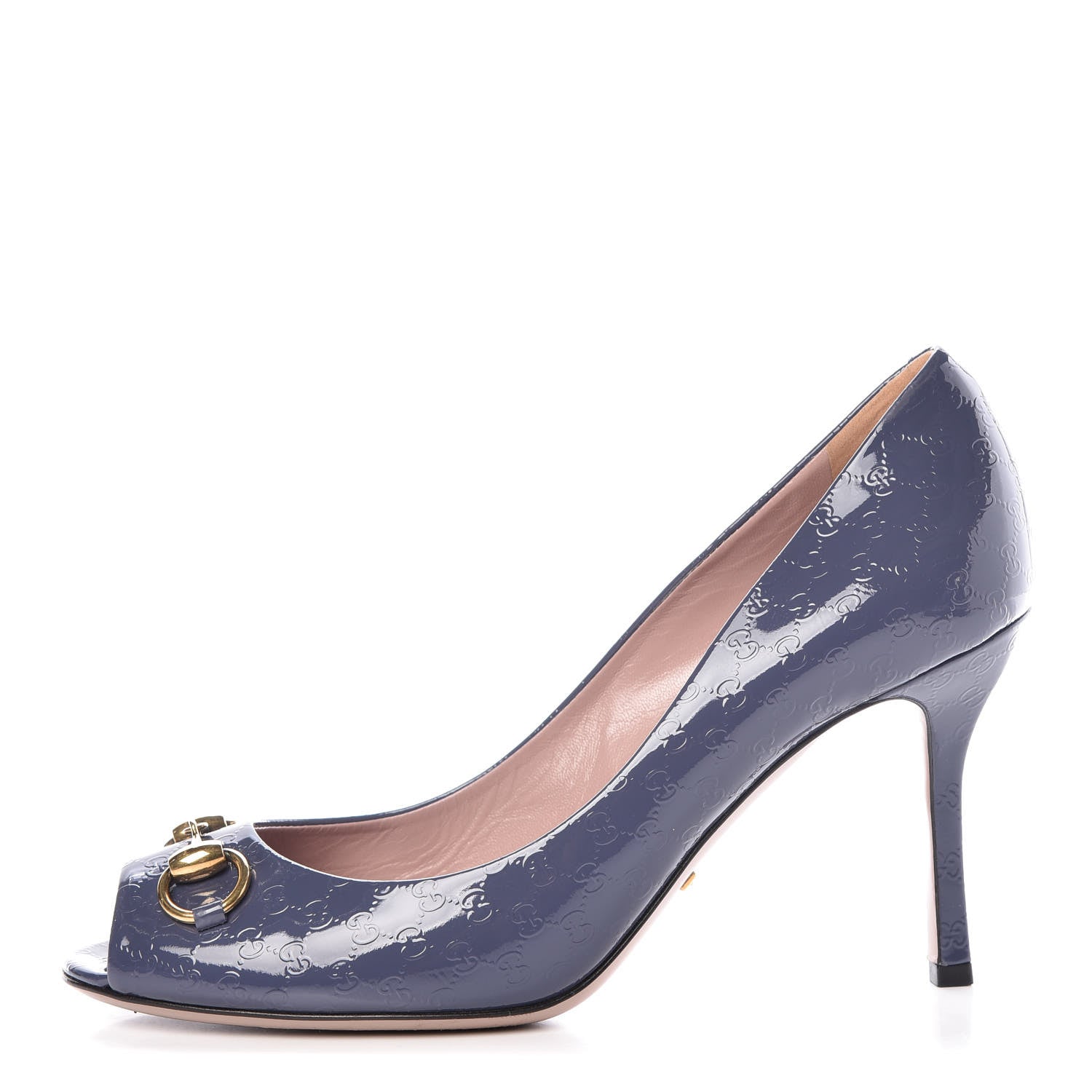 Gucci Patent Guccissima Horsebit Peep Toe Pumps 39 Lavender 1 of 7
