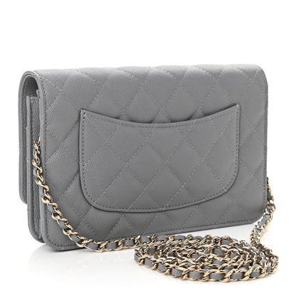 Chanel Caviar Quilted Wallet On Chain WOC Grey 3 of 12