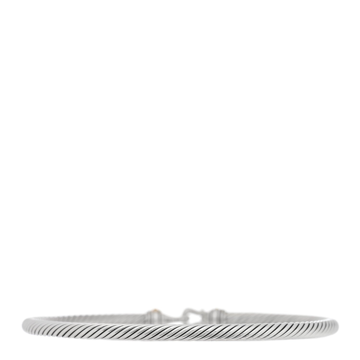 David Yurman Sterling Silver 18K Yellow Gold 4mm Cable Classic Buckle Bracelet 2 of 4