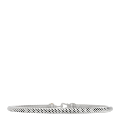 David Yurman Sterling Silver 18K Yellow Gold 4mm Cable Classic Buckle Bracelet 2 of 4