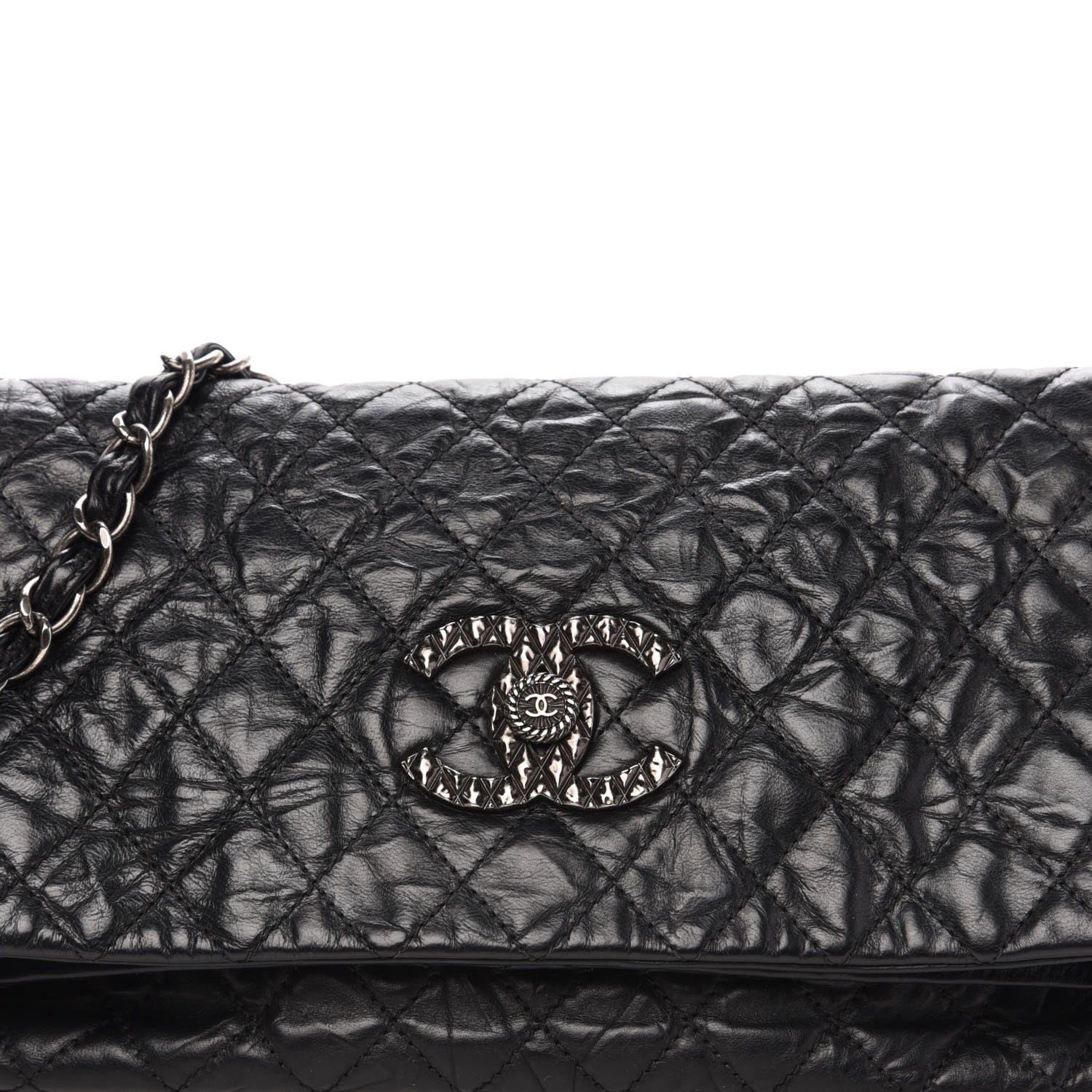 Chanel Aged Calfskin Quilted Coco Rider Fold Over Flap Black 10 of 10