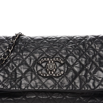 Chanel Aged Calfskin Quilted Coco Rider Fold Over Flap Black 10 of 10