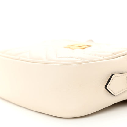 Gucci Calfskin Matelasse Mini GG Marmont Chain Shoulder Bag White 9 of 10