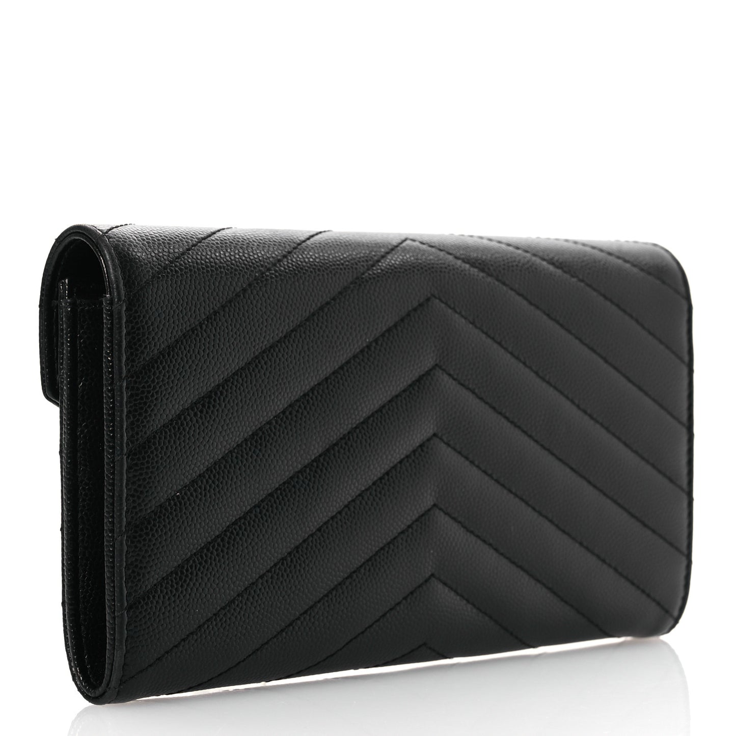 Grain De Poudre Matelasse Chevron Monogram Flap Wallet Black