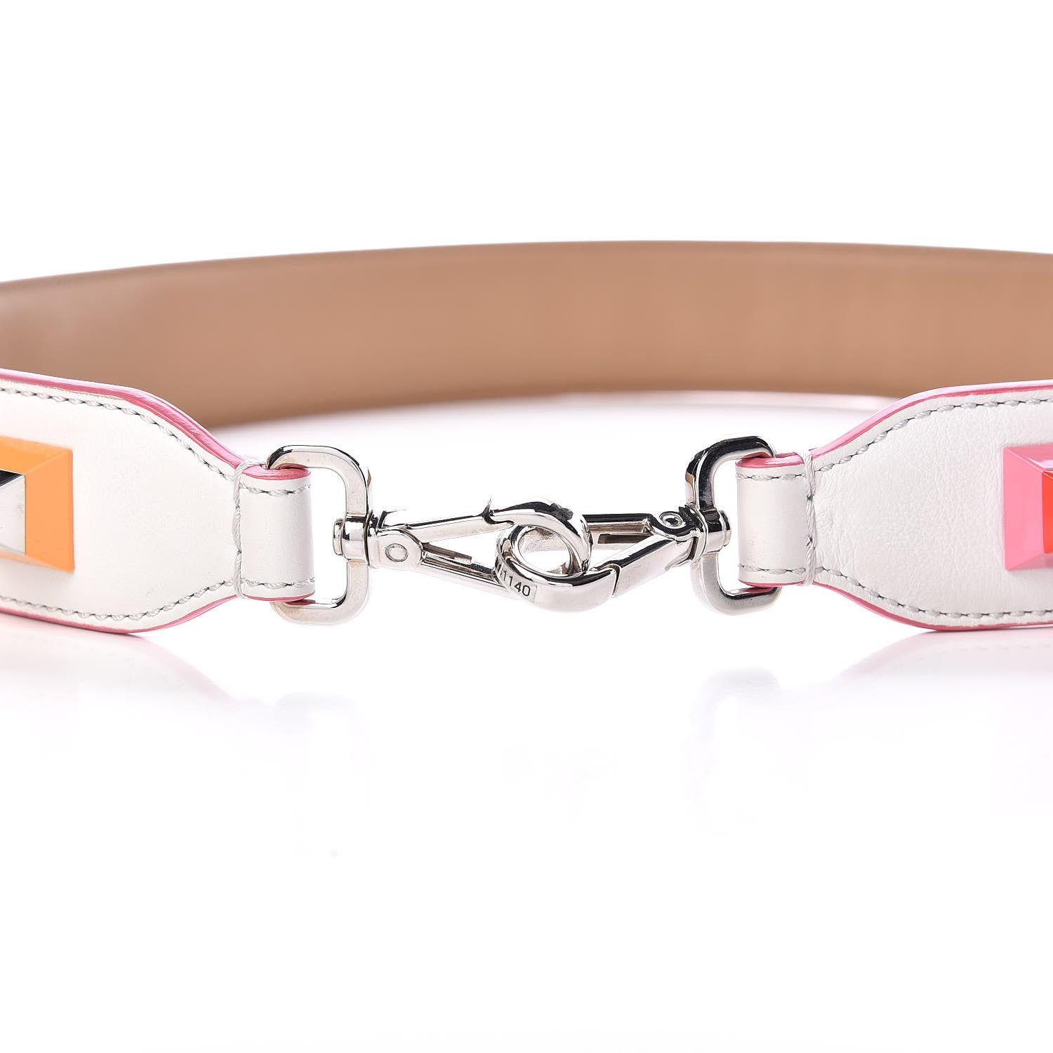 Fendi Vitello Dolce Plexiglass Bi-Color Studded Strap You White Ice Cuoio Multicolor 3 of 9