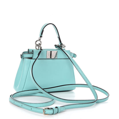 Fendi Shiny Nappa Micro Peekaboo Iconic Satchel Turchese Egiz 3 of 8