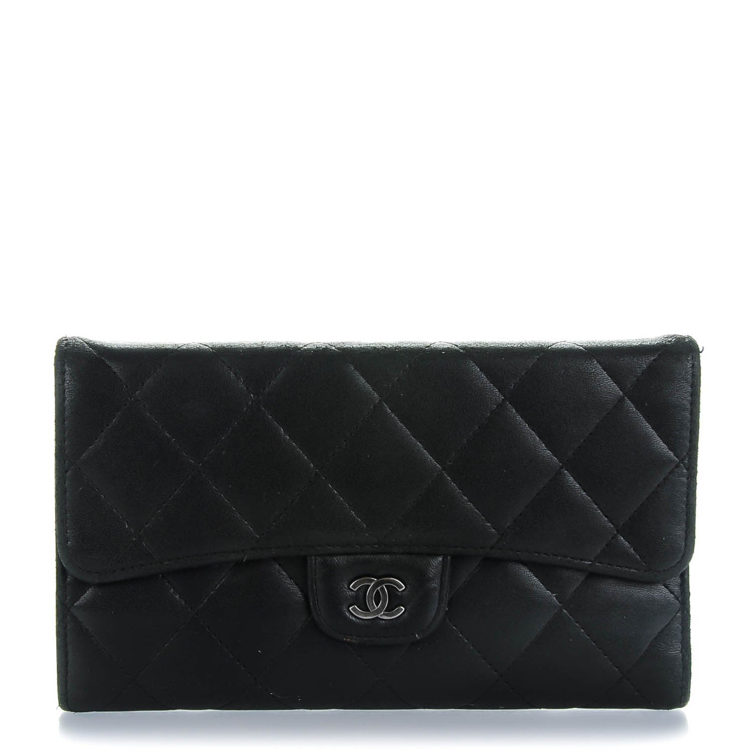 Chanel Lambskin Quilted Large Flap Wallet Black 1 of 8