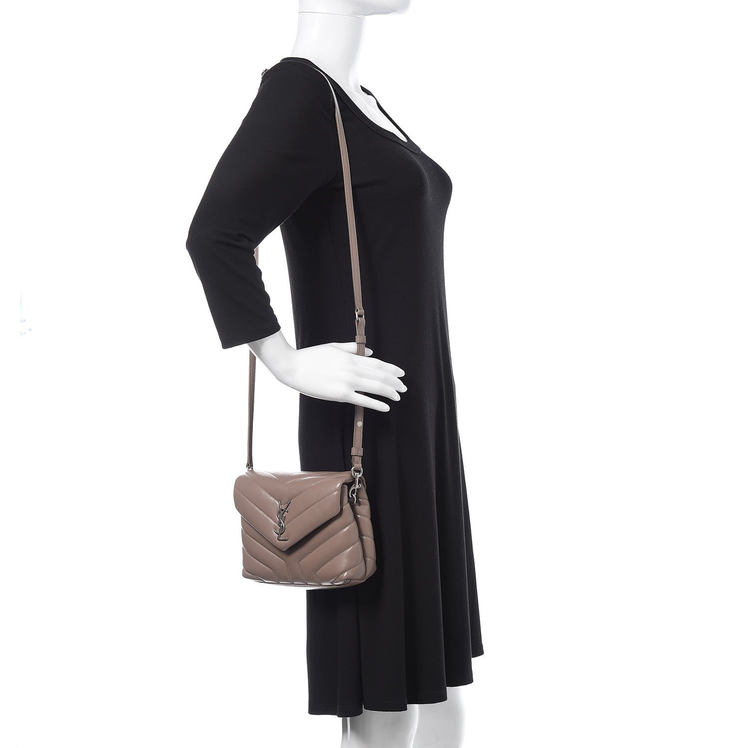 Saint Laurent Calfskin Y Quilted Toy Loulou Monogram Satchel Nude Powder 2 of 12