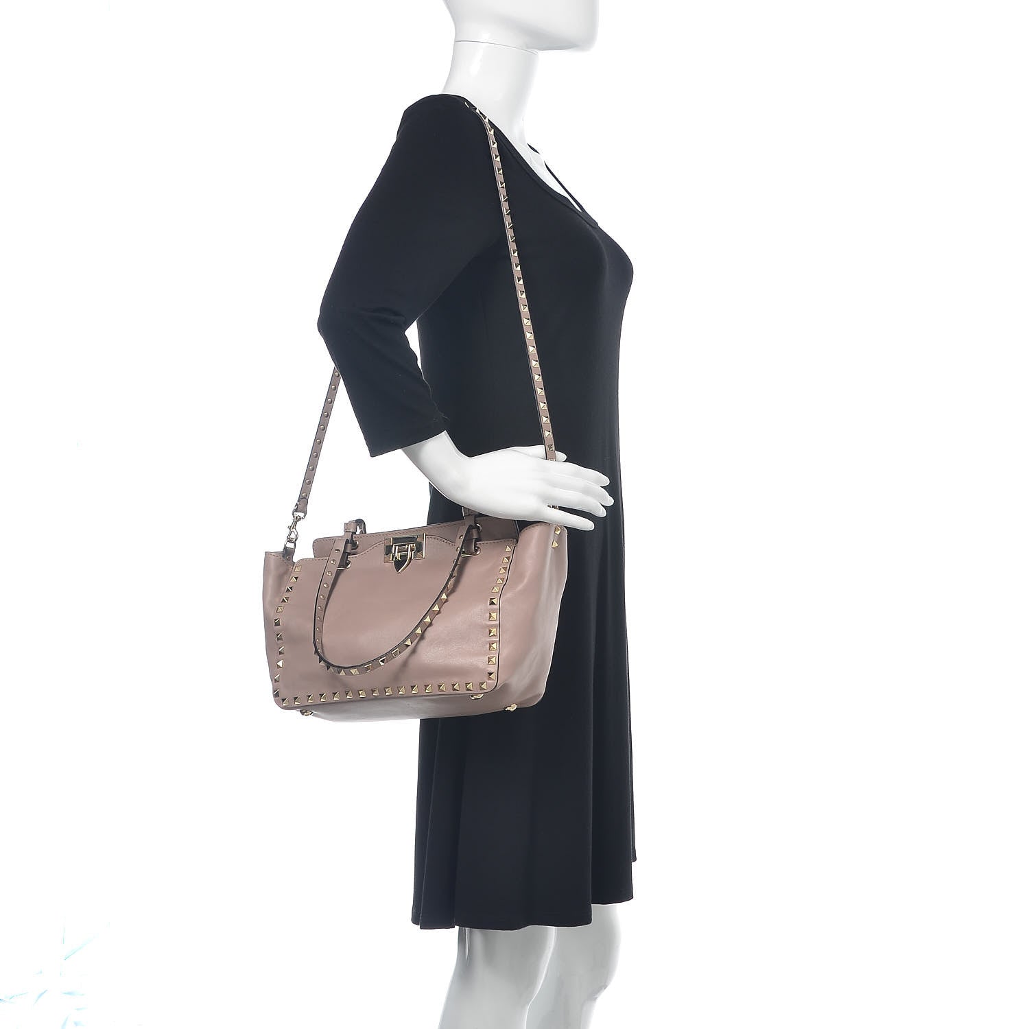 Valentino Garavani Vitello Small Rockstud Tote Poudre 2 of 14
