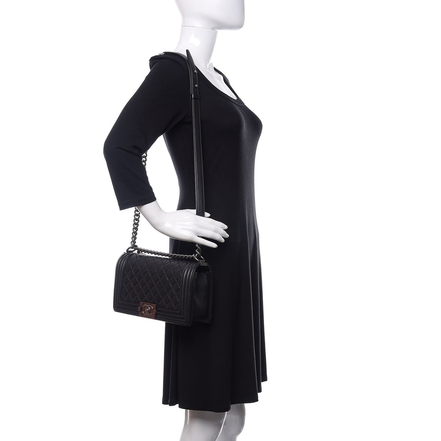 Calfskin Quilted Medium Boy Flap Black