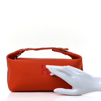 Hermes Canvas Small Bride-A-Brac Pouch Orange Burgundy 3 of 11