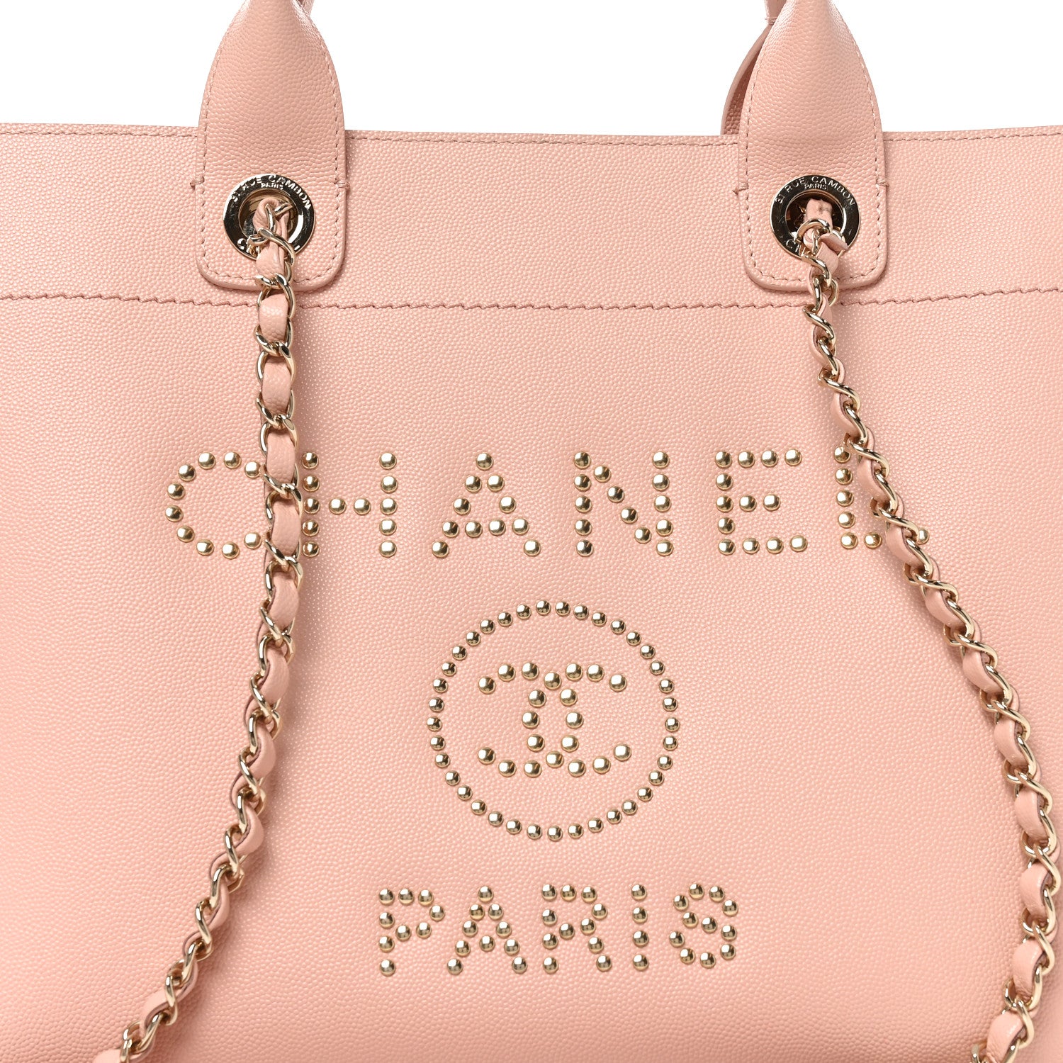 Chanel Caviar Small Studded Deauville Tote Light Pink 9 of 11