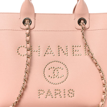 Chanel Caviar Small Studded Deauville Tote Light Pink 9 of 11