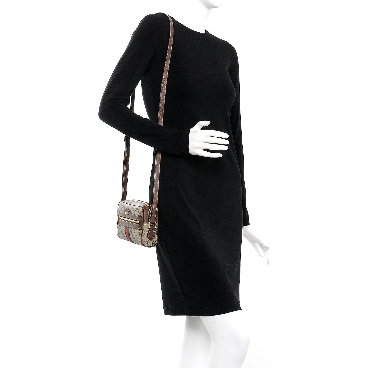 Gucci GG Supreme Monogram Web Mini Ophidia Shoulder Bag Brown 2 of 8