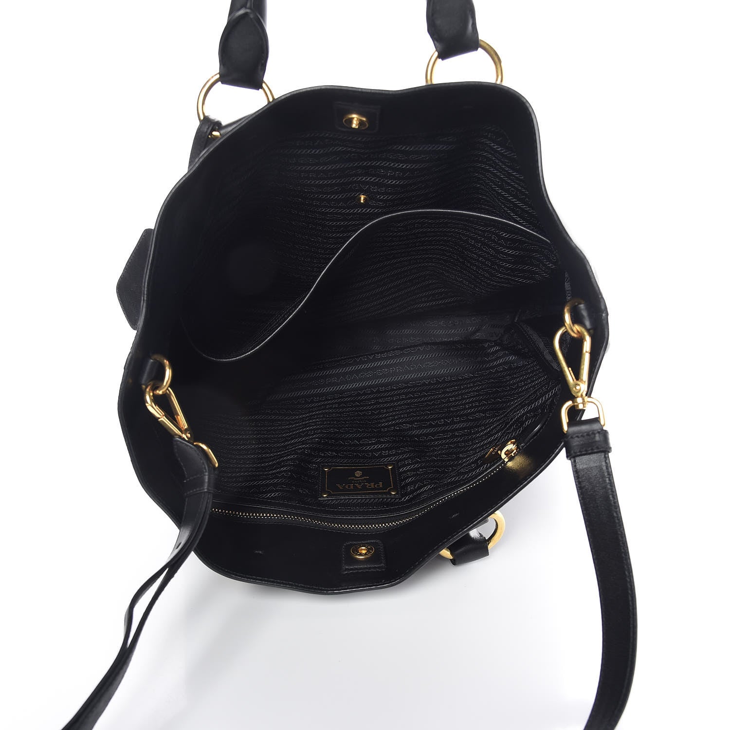 Prada Soft Calf Shopping Tote Black 6 of 13