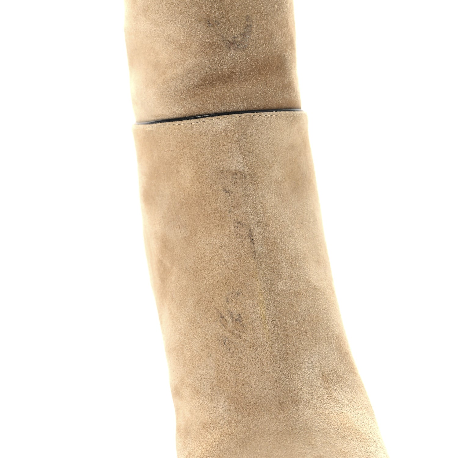 Chanel Suede Grosgrain Cap Toe CC Knee High Boots 37 Beige Black 10 of 11