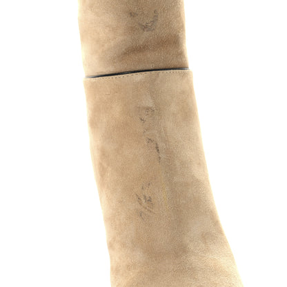 Chanel Suede Grosgrain Cap Toe CC Knee High Boots 37 Beige Black 10 of 11