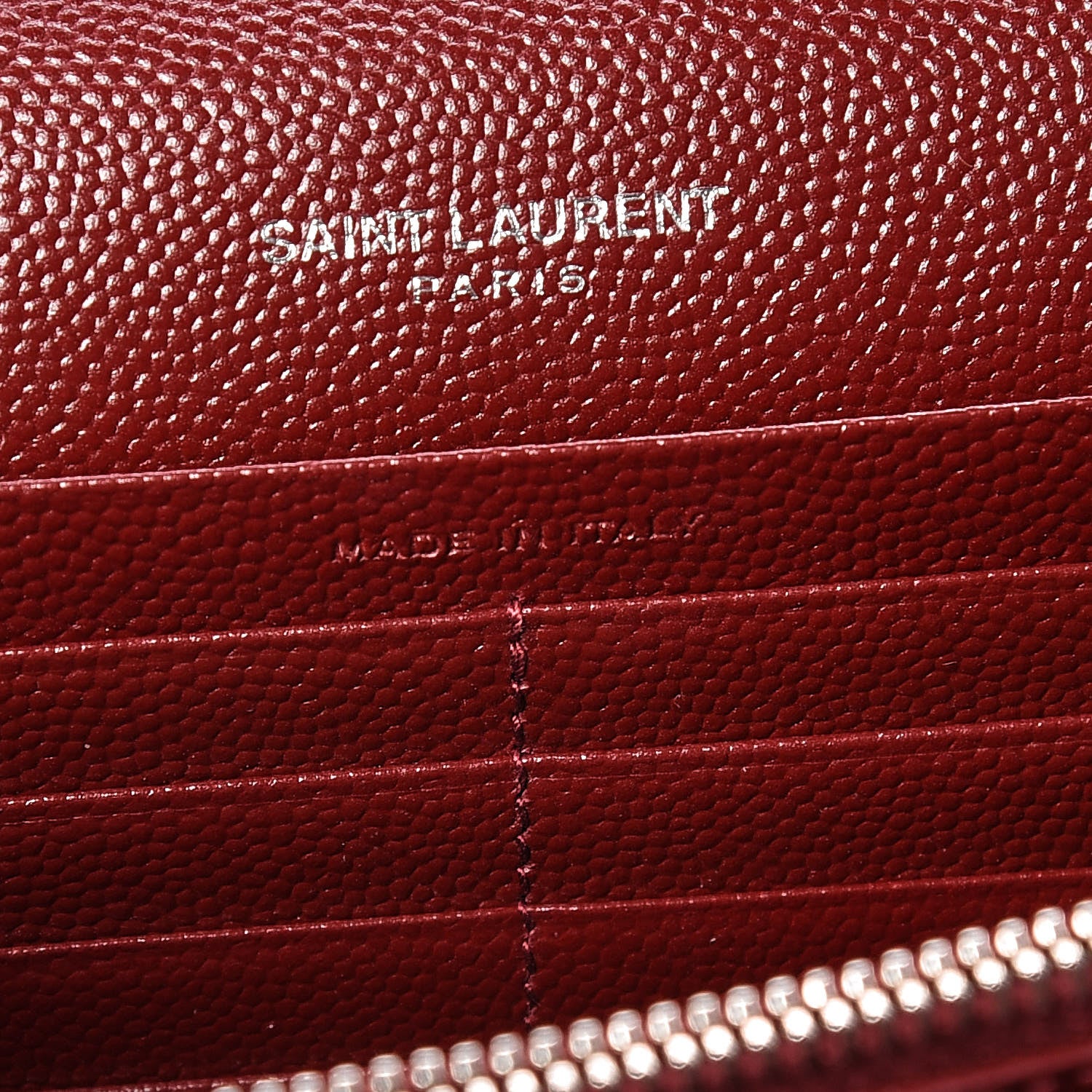 Saint Laurent Grain De Poudre Matelasse Chevron Monogram Chain Wallet Palissandre 7 of 9