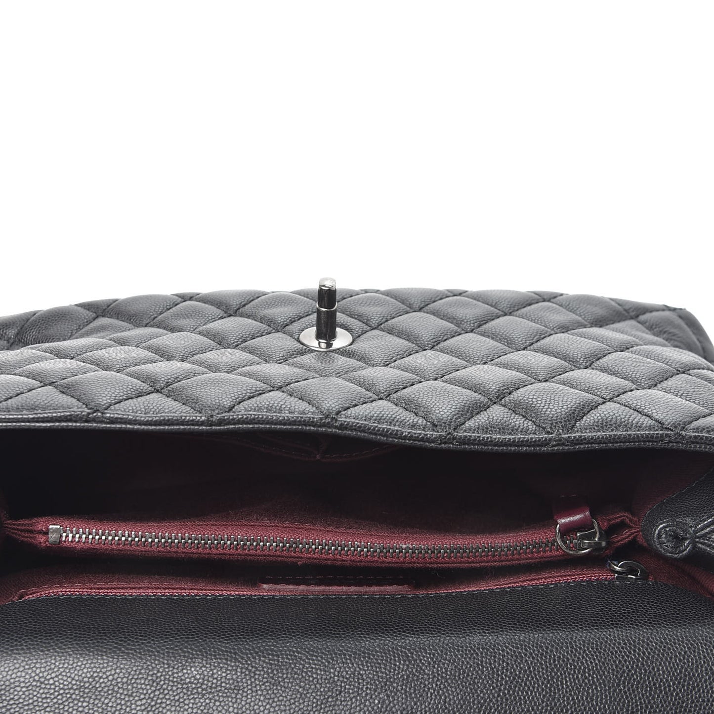 Caviar Quilted Small Coco Handle Flap Black