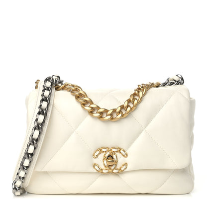 Chanel Lambskin Quilted Medium Chanel 19 Flap White 1 of 9