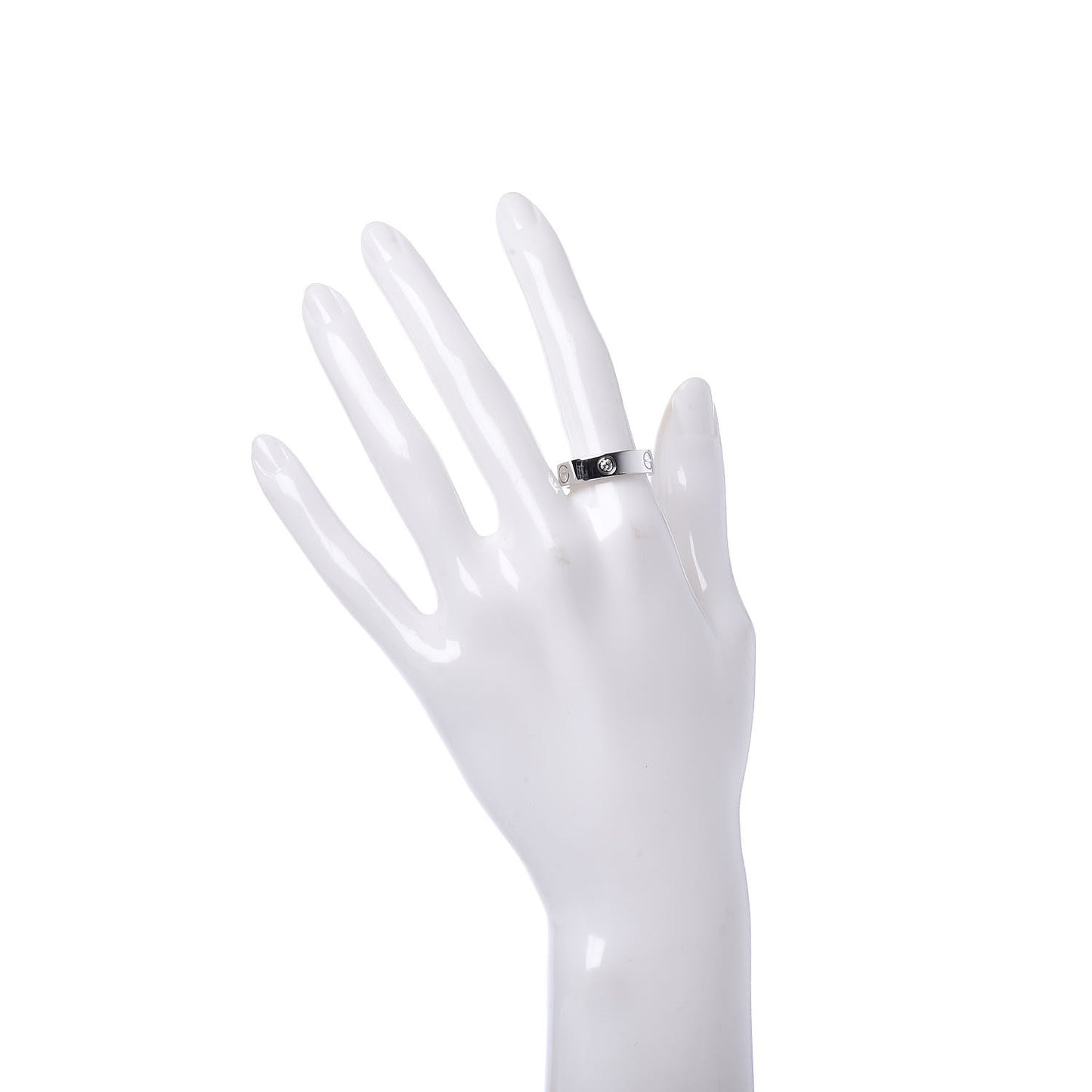 18K White Gold 3 Diamond 5.5mm LOVE Ring 56 7.75