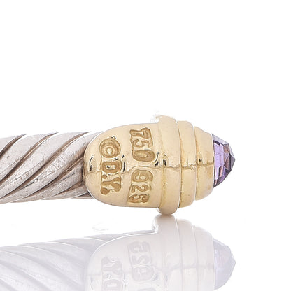 David Yurman Sterling Silver 18K Yellow Gold Amethyst 4mm Cable Kids Bracelet 4 of 4