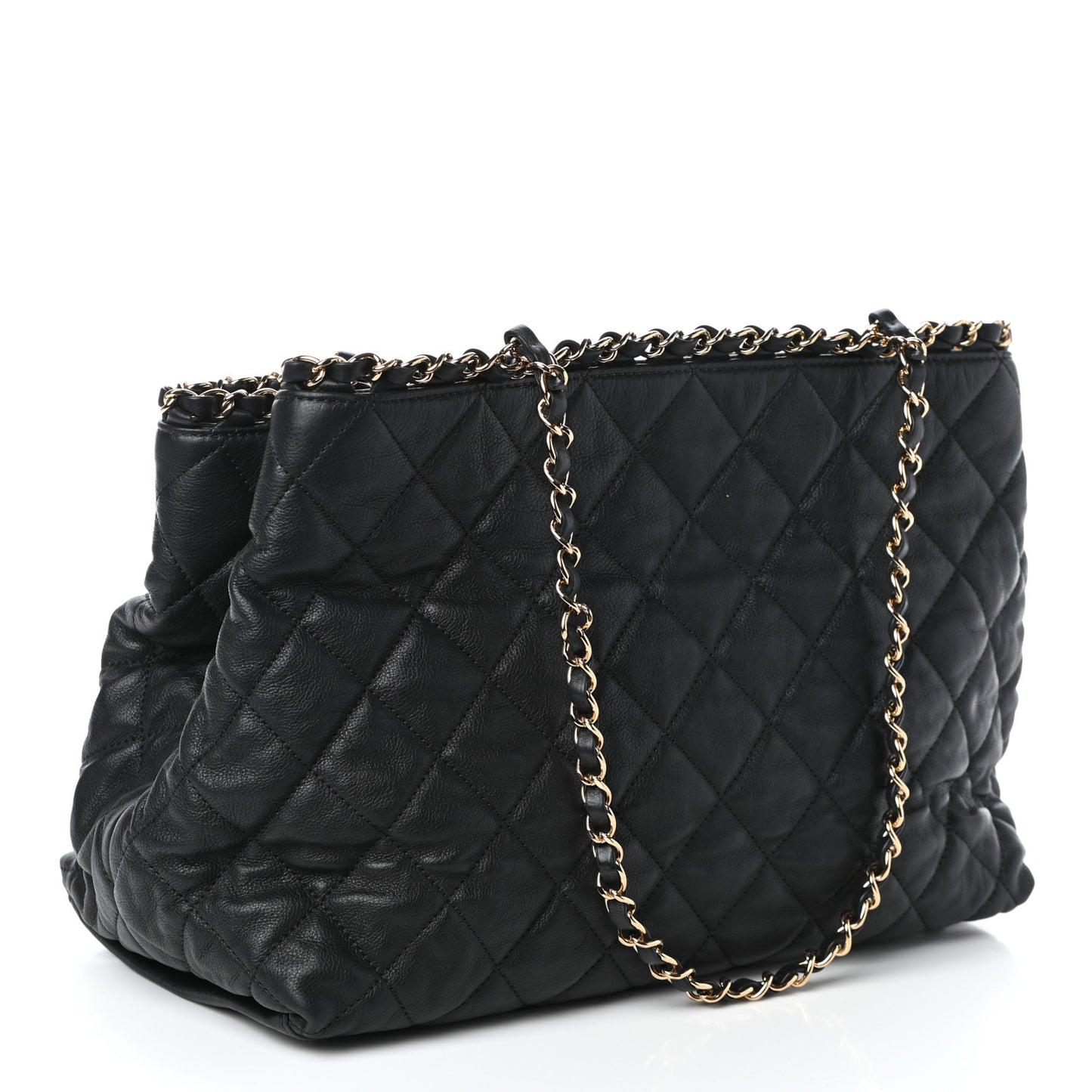 Calfskin Quilted Small Chain Me Tote Black