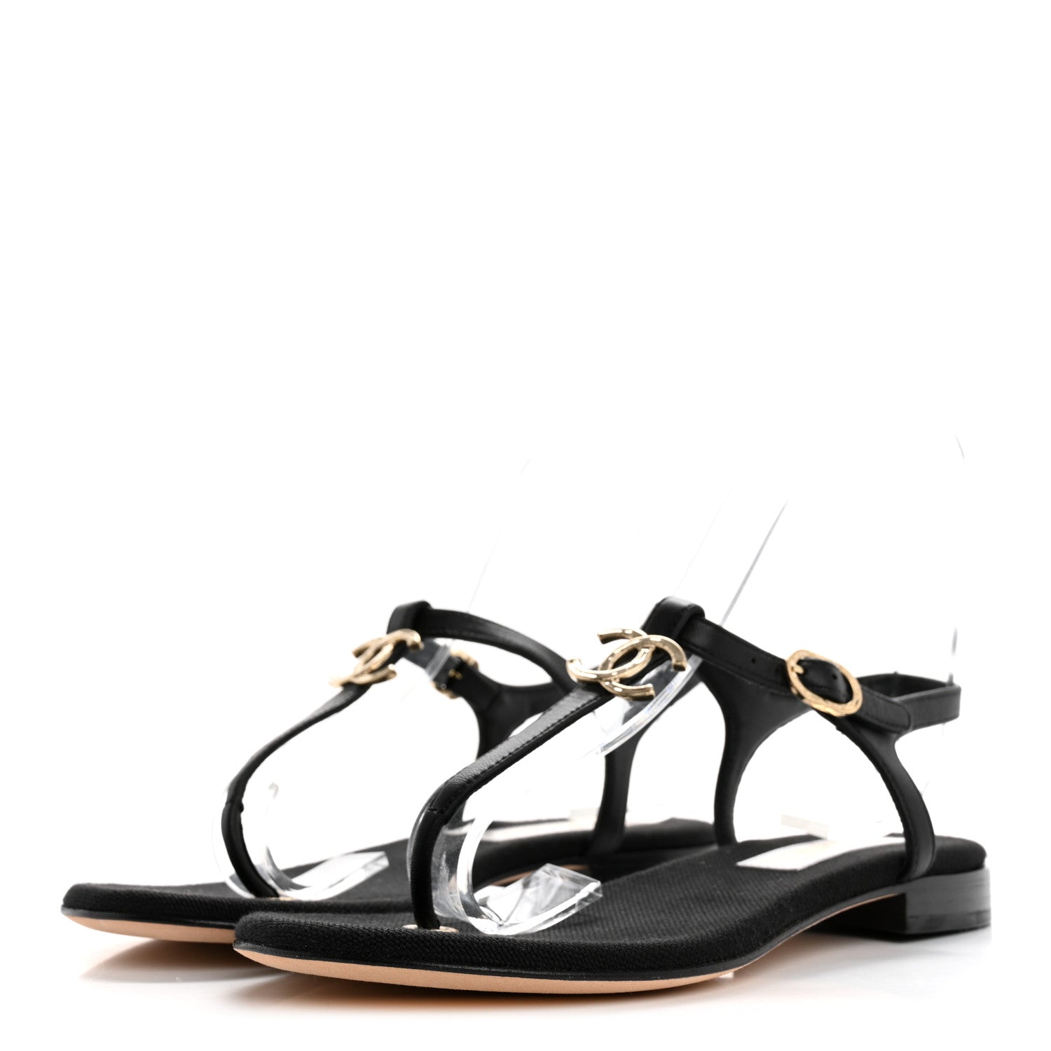 Chanel Lambskin CC Logo Thong Sandals 36 Black 4 of 11