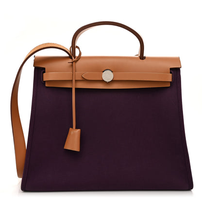 Hermes Toile Vache Hunter Herbag Zip 31 PM Cassis Fauve 1 of 12