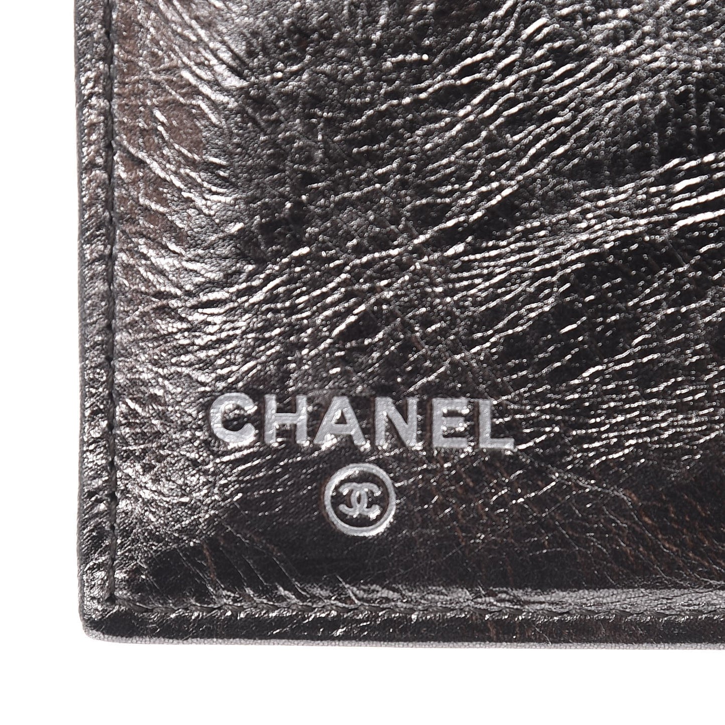 Metallic Striped Calfskin Reissue Wallet Dark Silver