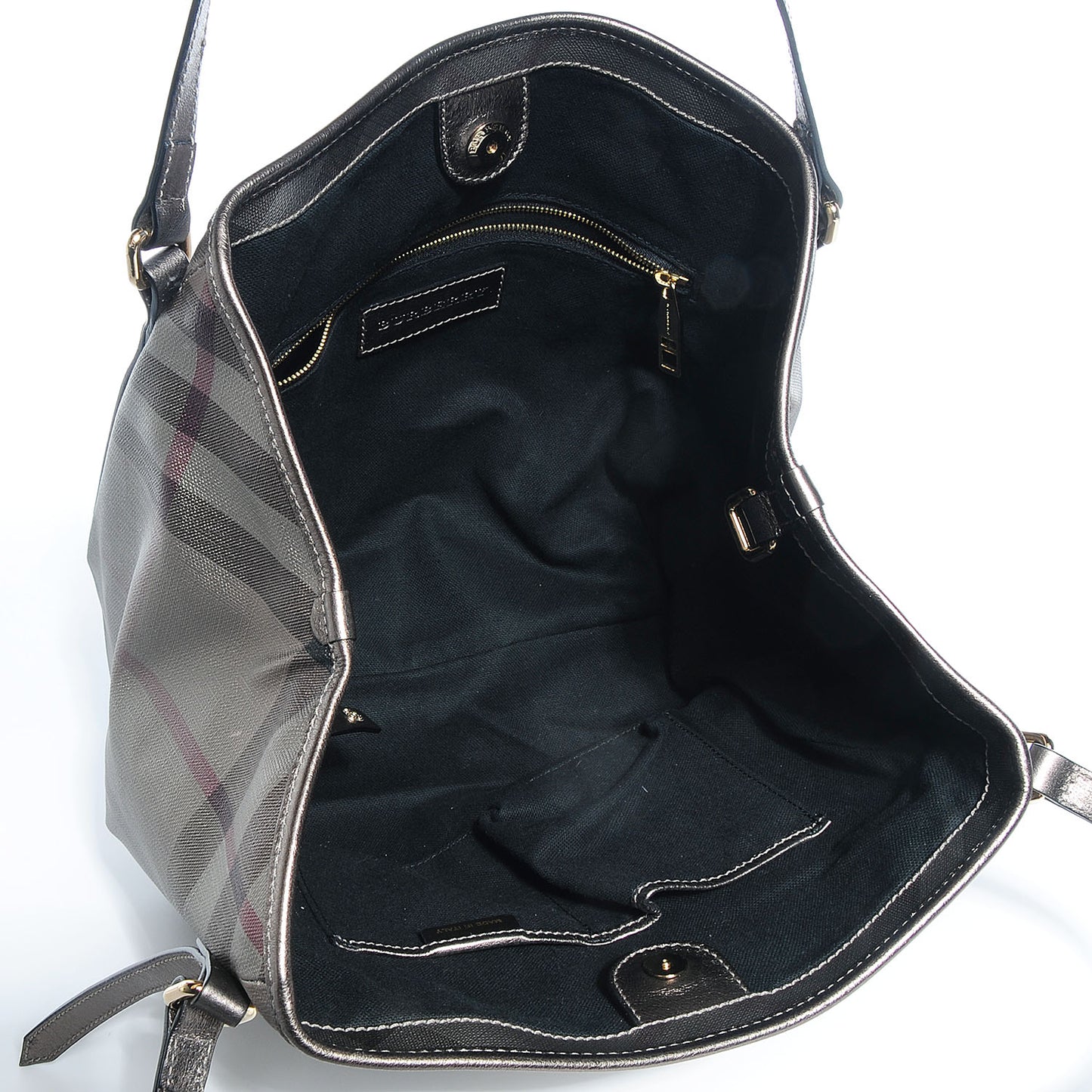 Metallic Check Small Canterbury Tote Silver