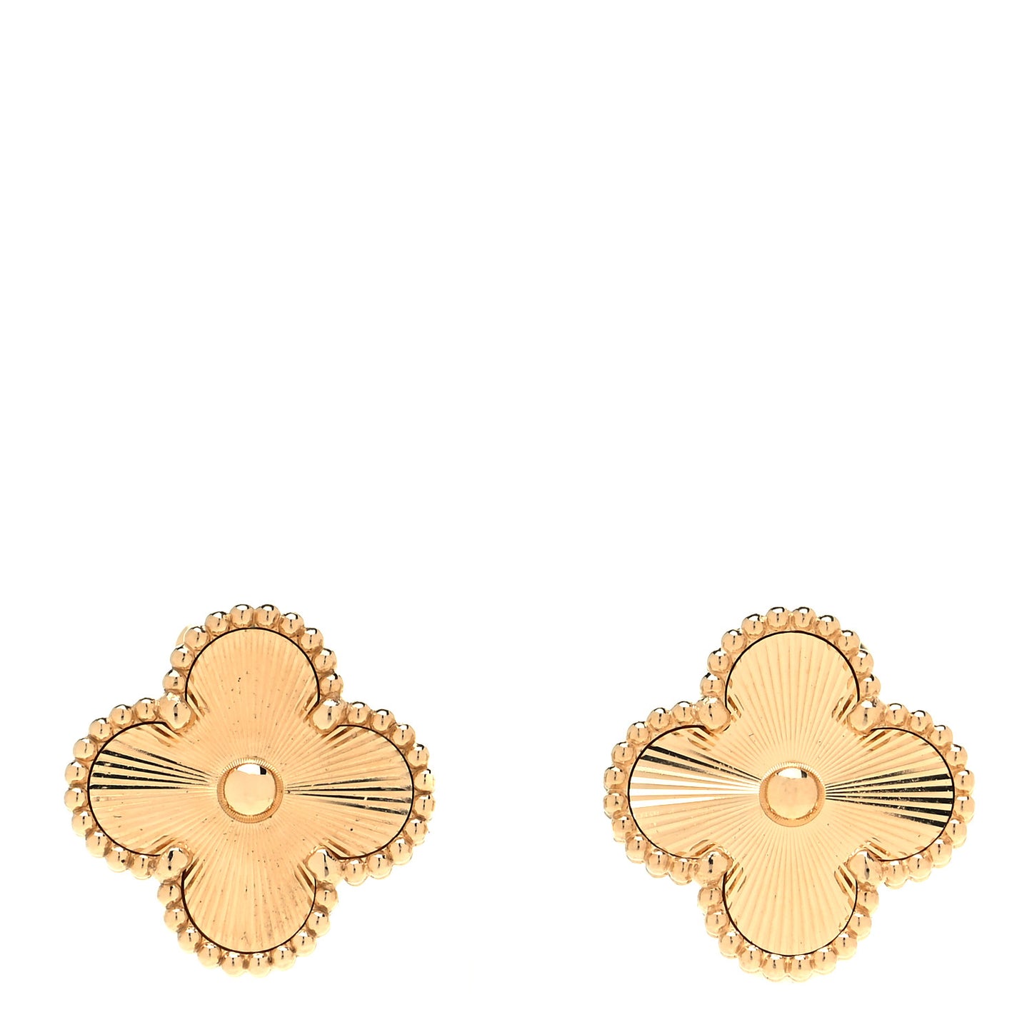18K Yellow Gold Guilloche Vintage Alhambra Earrings