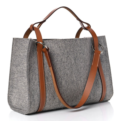 Hermes Feutre Vache Hunter Cabalicol Tote Gris Clair Gold 2 of 16