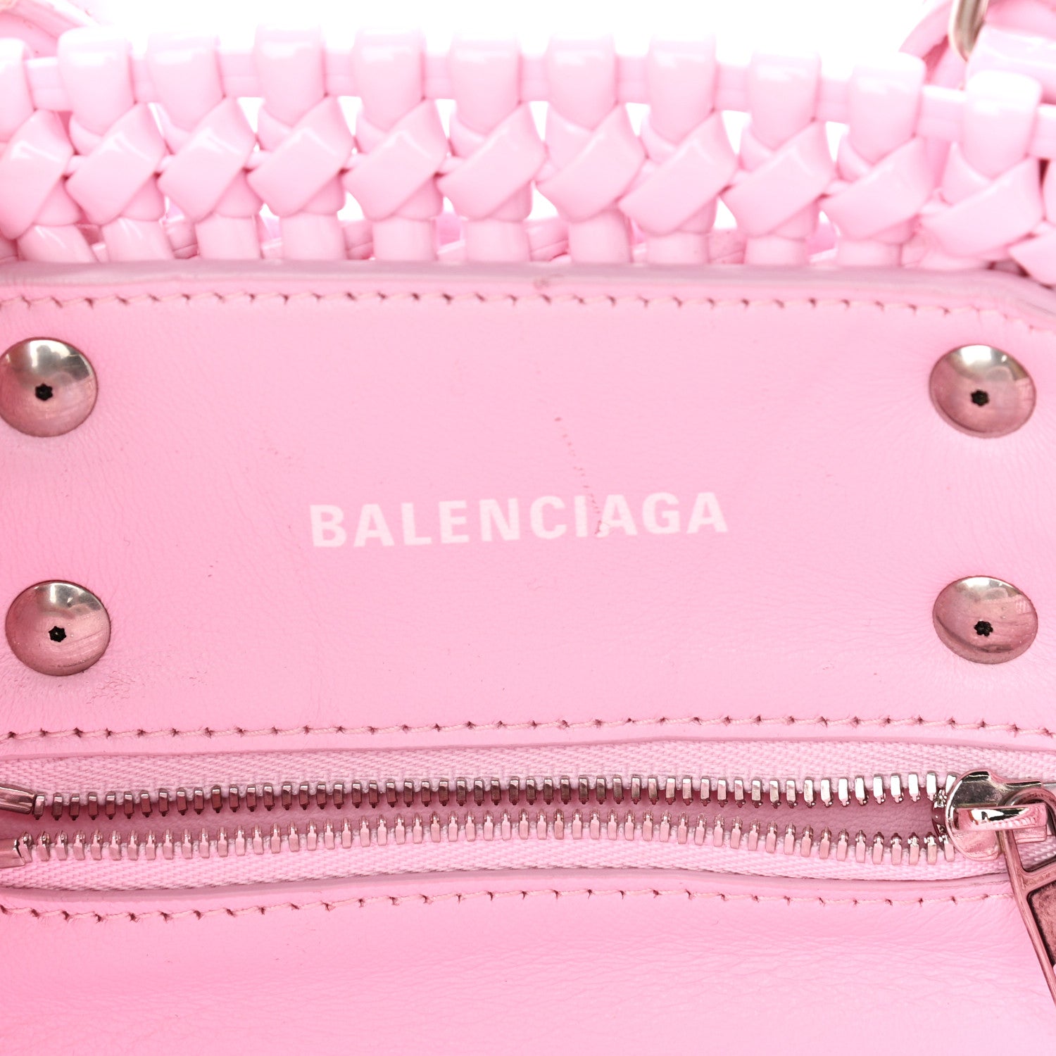Balenciaga Faux Calfskin Braided Varnished XXS Bistro Basket Candy Pink 5 of 10