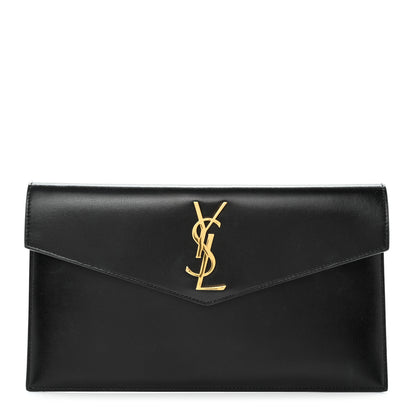 Saint Laurent Smooth Shiny Calfskin Monogram Uptown Clutch Black 1 of 10