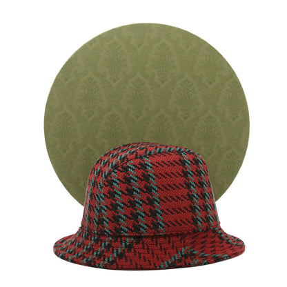 Gucci Tweed Wool Houndstooth Interlocking G Bucket Hat S Red Green 11 of 11