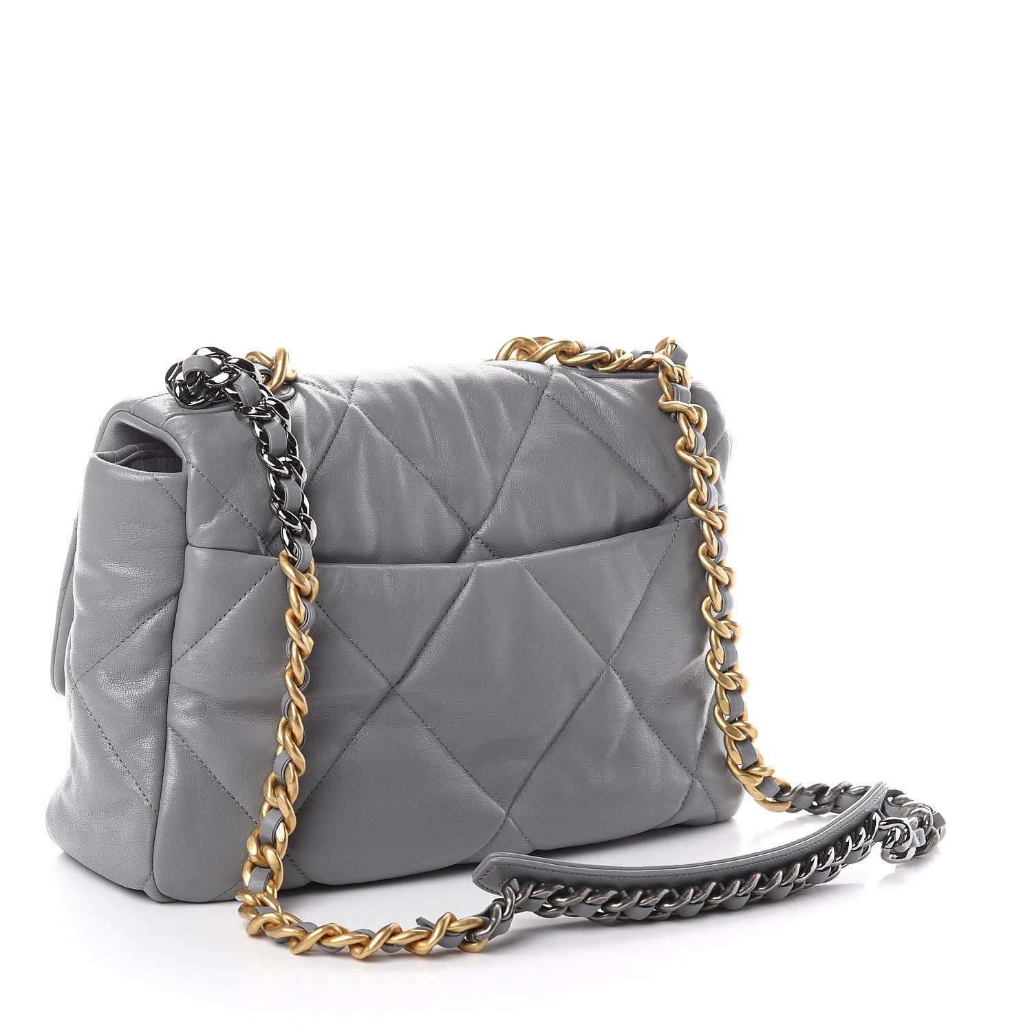 Chanel Goatskin Quilted Large 19 Flap Grey 2 of 9